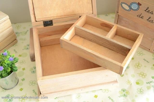 caixa de chá de madeira natural Portátil
