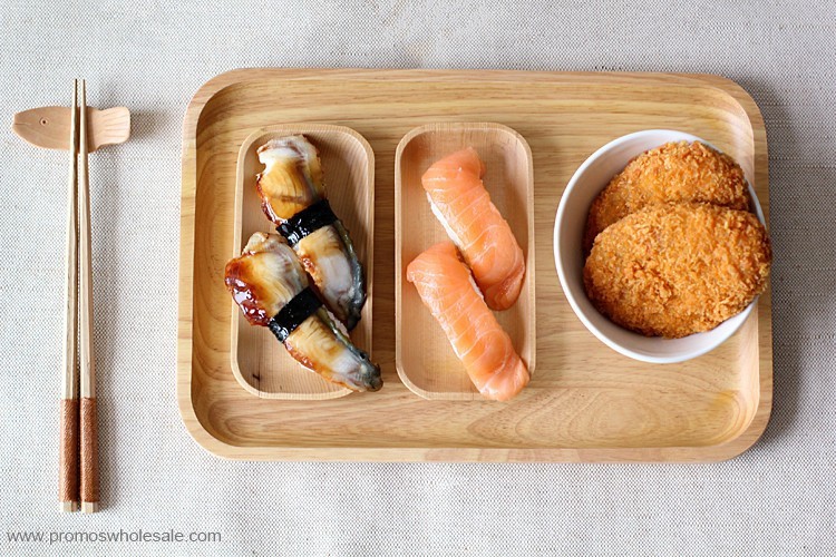 Bandeja Armazenamento de Madeira Para Sushi Comida