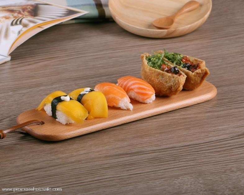 Bandeja Armazenamento de Madeira Para Sushi Comida