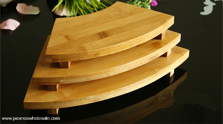 Fanshaped solid wood sushi serving tray
