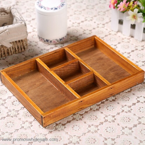 Wooden Storage Tray With Compartments