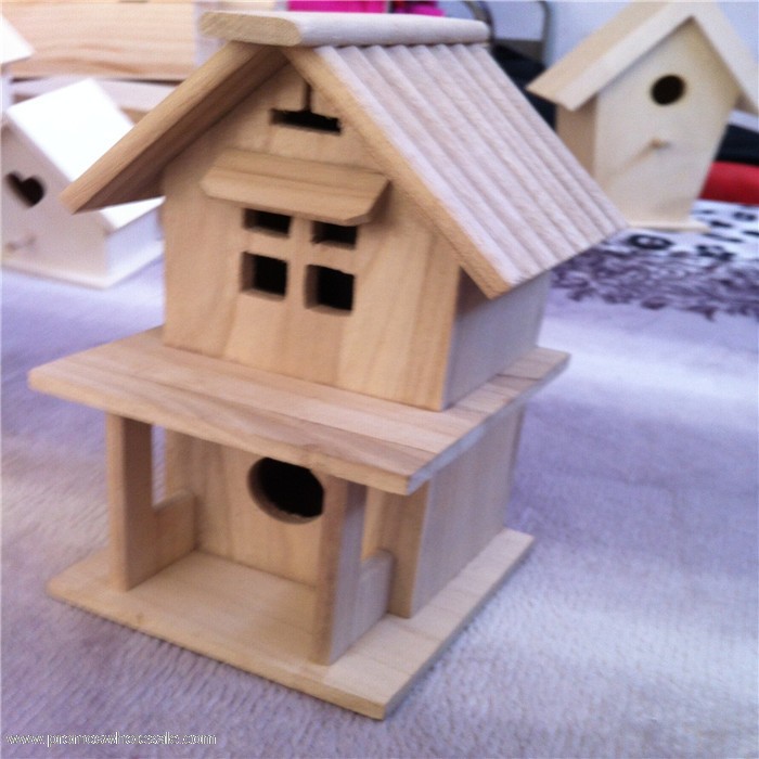 Two layers wooden bird house
