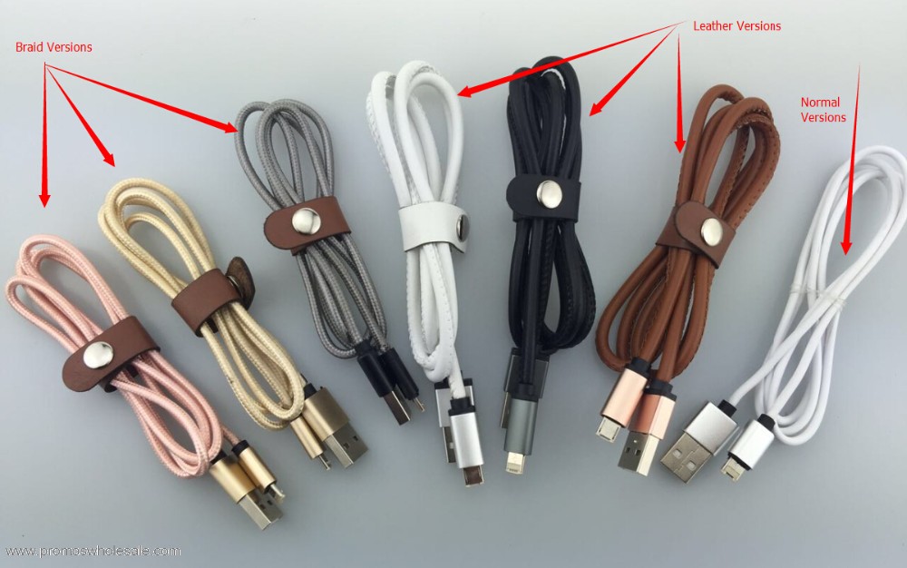 2 en 1 cuero lm cable multi-funtion rápido cargador 3