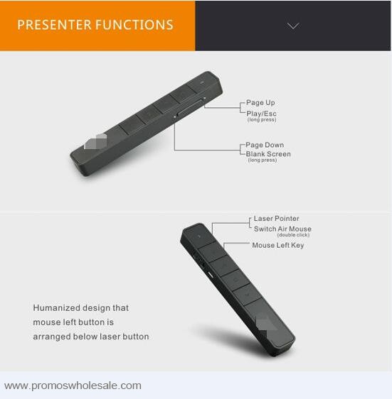 RF de 2,4 GHz inalámbrico ppt powerpoint puntero aire ratón presentador laser