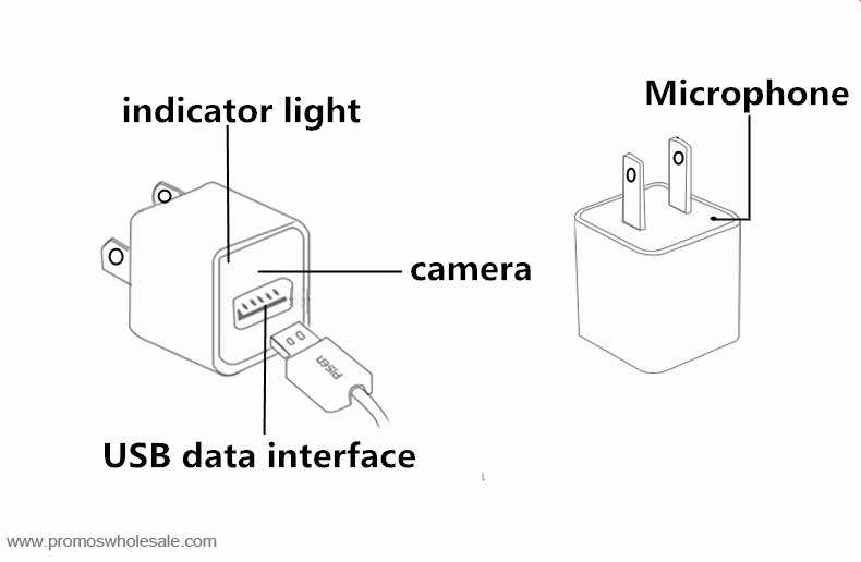 1080p HD USB Mini Enchufe Oculto Cámara Cargador