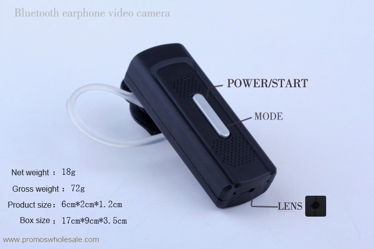 Auricolare Bluetooth Nascosto macchina Fotografica HD 720p con Audio Record