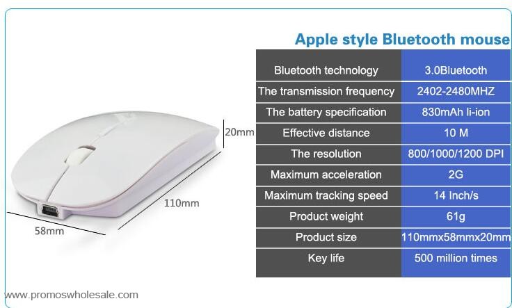 Uppladdningsbara Bluetooth Ultra slim Trådlöst Mus