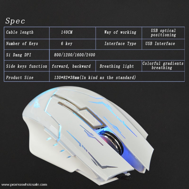 mouse de LED lighs gaming mouse com fio 