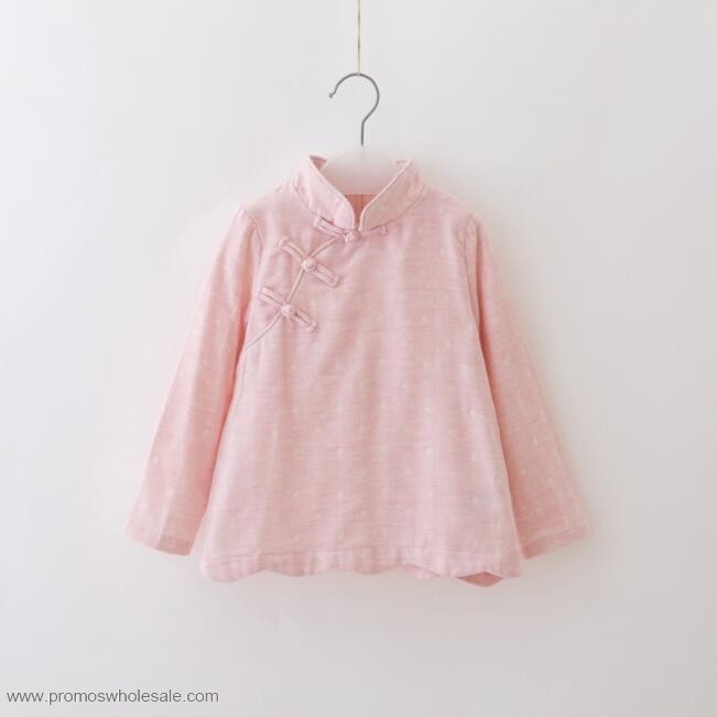 mandarin collar baby girls cotton t shirts